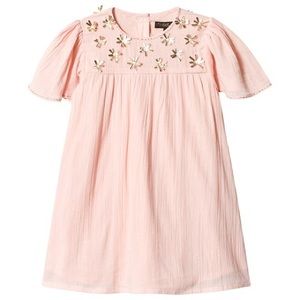 🆕 Velveteen Pink Flower Appliqué Dress